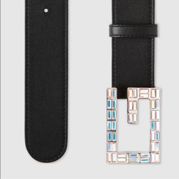 Authentic Gucci leather Crystal Squared G Belt size 80-32 with Dust Bag - Picture 5 of 7